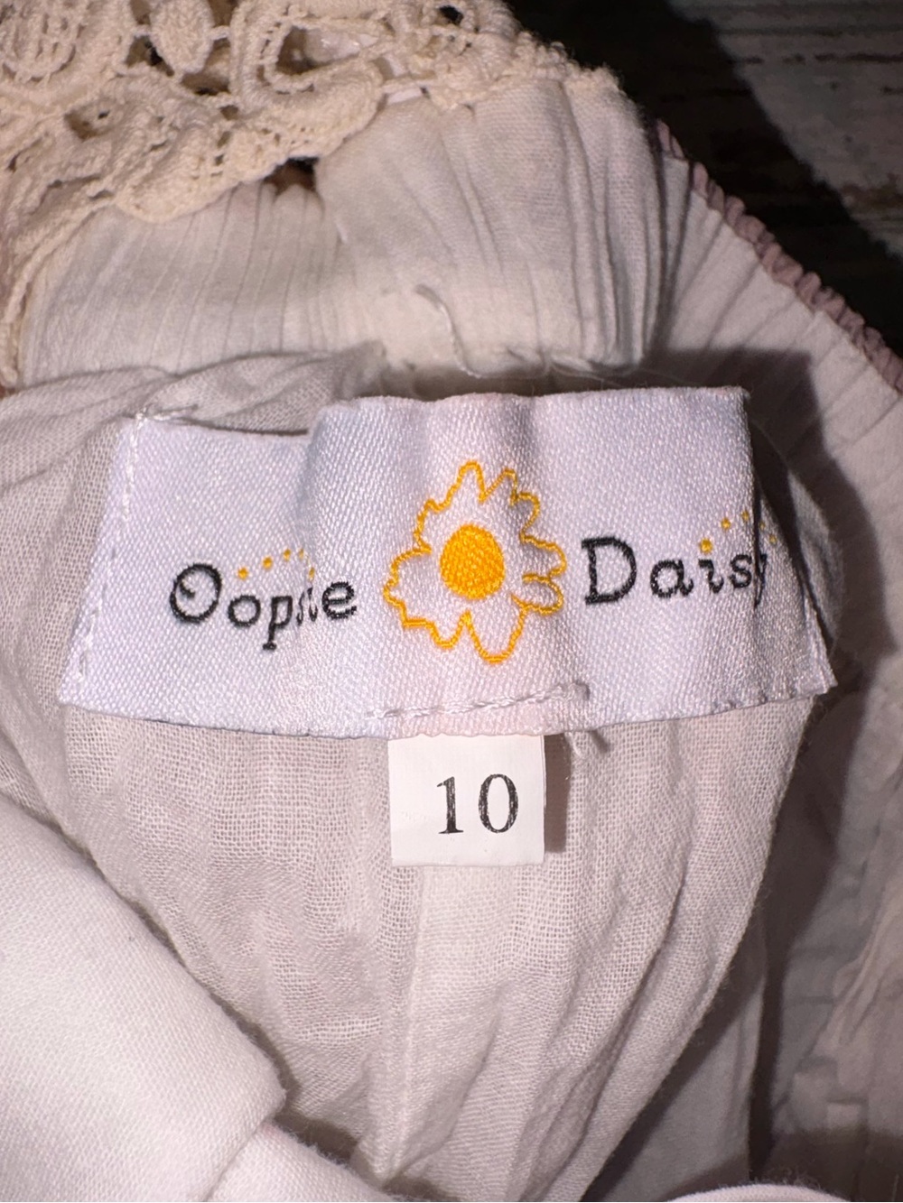 Oopsie Daisy Girls White and Blush Lace Tiered Casual Dress - Picture 3 of 3
